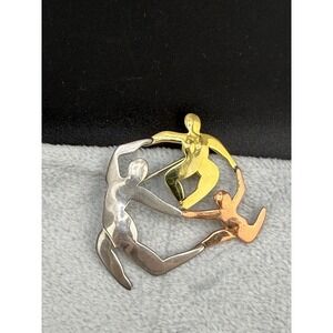 Vintage Family Unity Far Fetched Brooch Dancers Signed